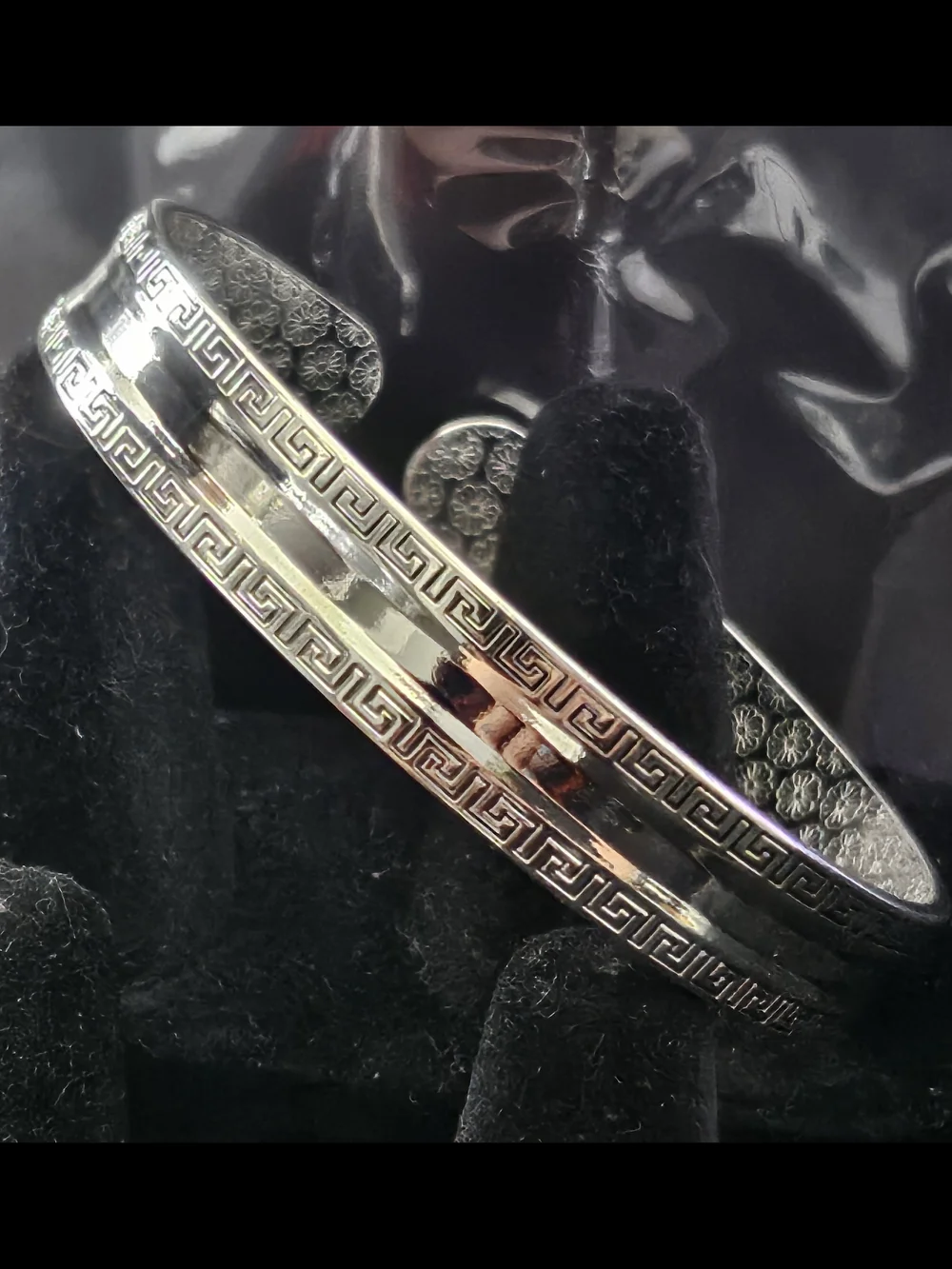 Men's Silver-Tone Greek Key Cuff Bracelet